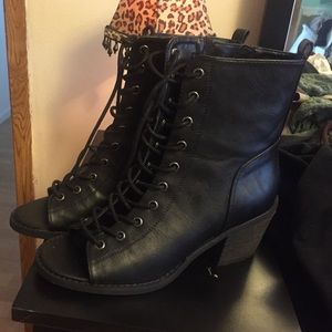 Black lace up boots