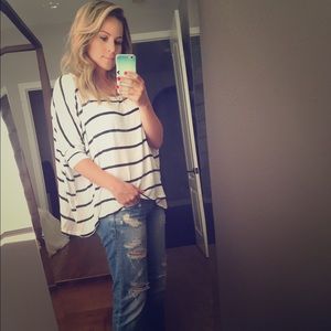 Brandy Melville striped black and white top