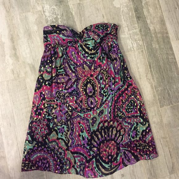 Tibi chiffon strapless cocktail dress