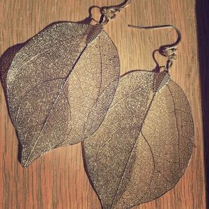 New Dipped real leaf earrings!