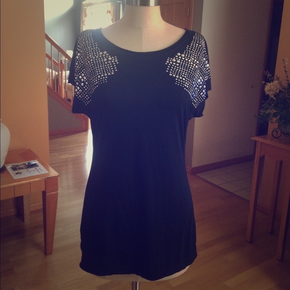 Silver studded black top