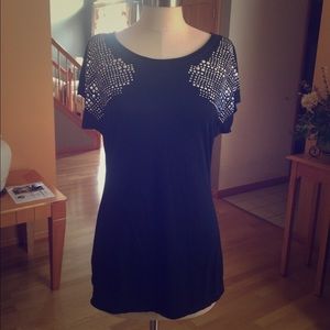 Silver studded black top