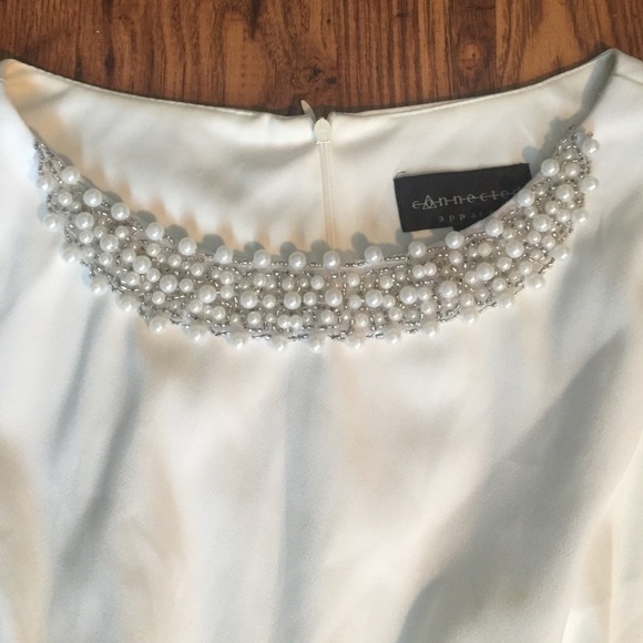 Beaded collar white dress! Worn once! - Picture 2 of 4