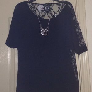 Lace Back Blouse (2) , Black and Burnt Orange