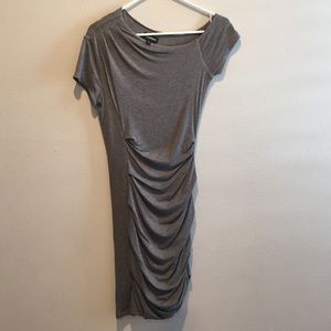Bebe off the shoulder grey jersey dress