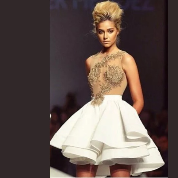 Gold Michael Costello Walter Ins Dress Crystal