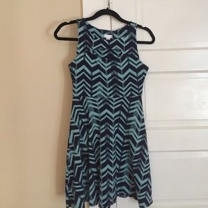 Navy/light blue chevron skater dress