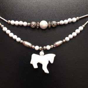 Hand carved white buffalo stone necklace