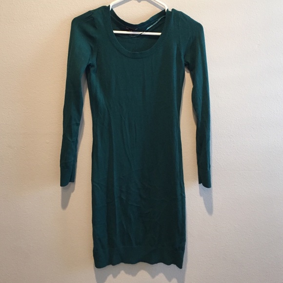 Green fitted sweater dress