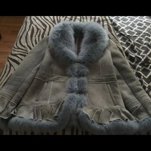 XLARGE SLATE BLUE SHEARLING COAT