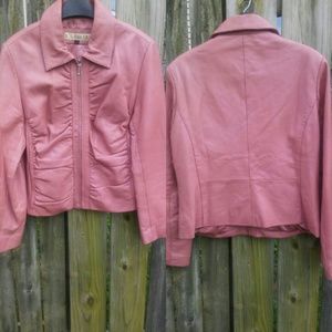 Pink Excelled Genuine Leather Jacket