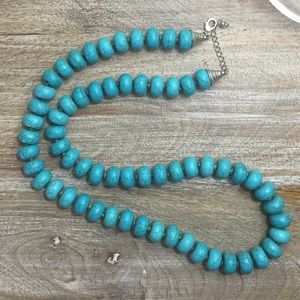 Long Turquoise Roundel Beaded Necklace