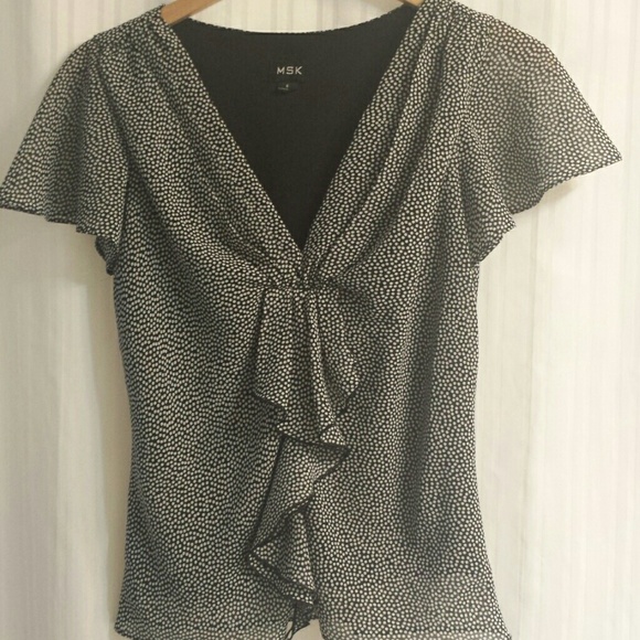 Black and white polka dot work blouse