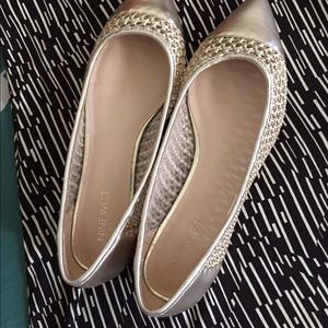 Nine West metallic gold flats