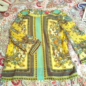 Yellow and Mint Paisley Blouse