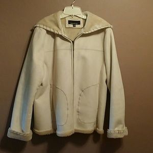 Cream Faux Shirling suede coat