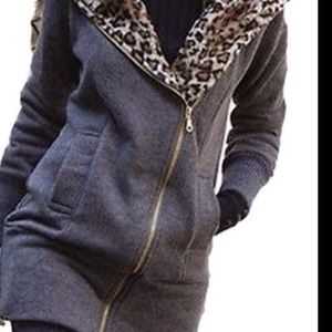 Leopard Collar Hooded Jacket
