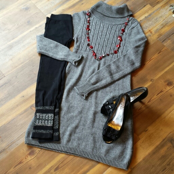 EUC SO size Large. Grey turtleneck sweater dress.