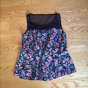 Mesh and flowered top