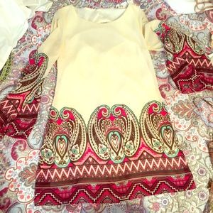 Paisley long sleeve dress.