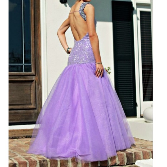 Lavender purple Sherri hill mermaid backless dress - Picture 2 of 4