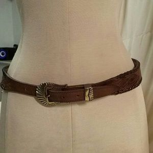 Genuine Cognac Leather Western Style Belt