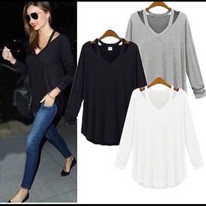 Black cutout long sleeved top