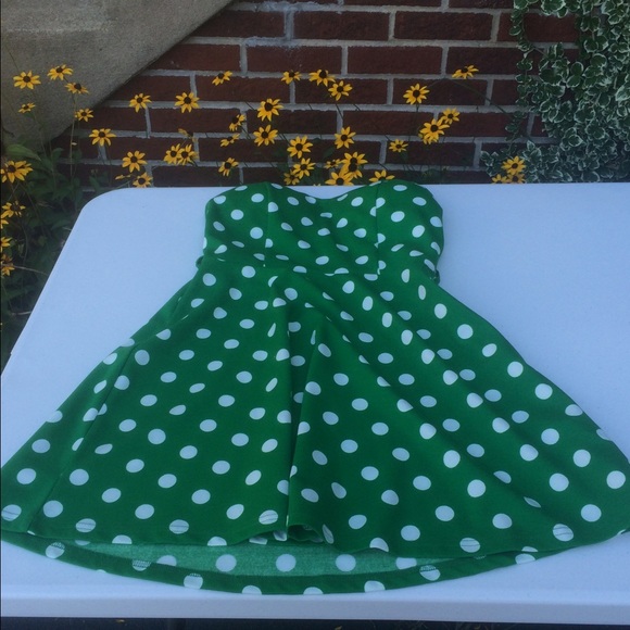 Brand New! Fantastic Flirty Green Polka Dot Dress