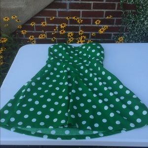 Brand New! Fantastic Flirty Green Polka Dot Dress