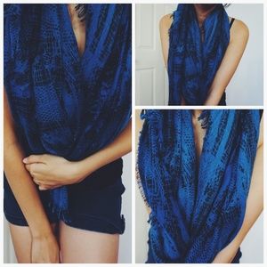 Urban Outfitters Blue Snake Skin Patterned Scarf