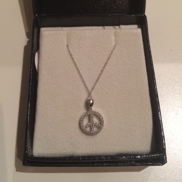 Peace Sign Diamond Necklace