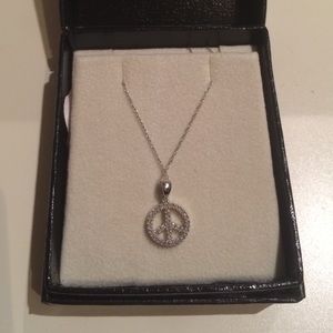Peace Sign Diamond Necklace
