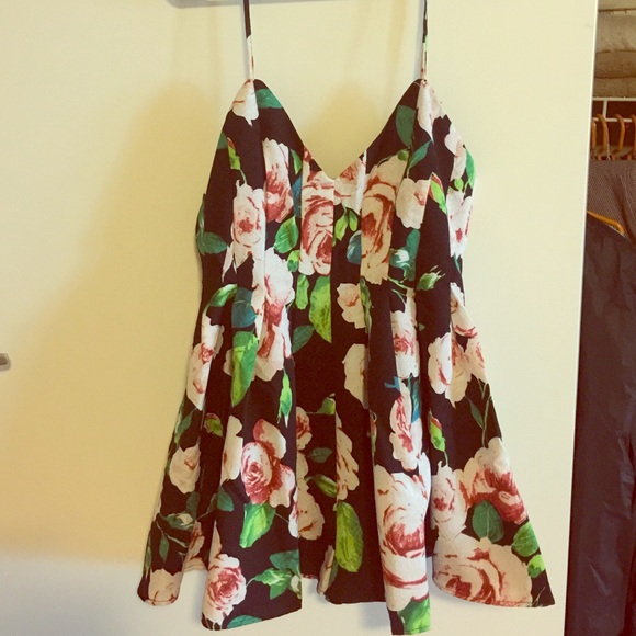 Floral flared romper.