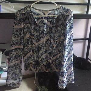 boho hipster flared sleeve shirt size m