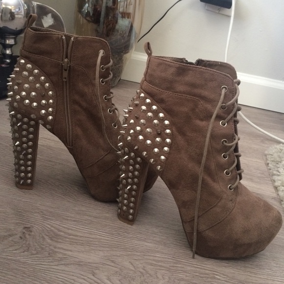 Spiked high-heel booties