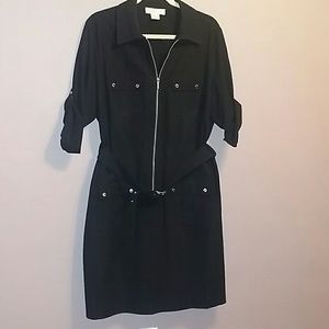 Michael Kors black stretch belted dress