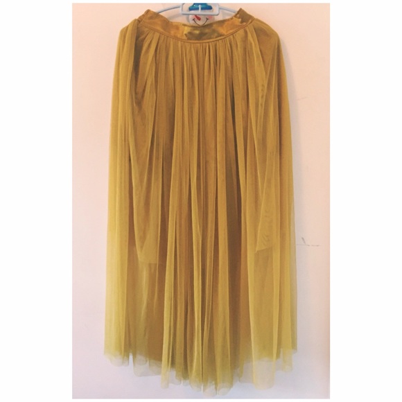 NWOT Old-gold Babydoll Maxi Skirt Small Size🎀 - Picture 1 of 3