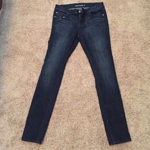 Stretchy, dark wash skinny jeans