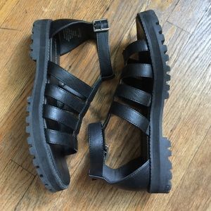H&M Divided Black Treaded Sole Sandals Size 8.5