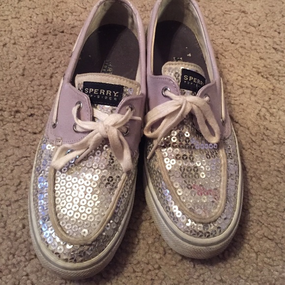Silver sparkly sperrys