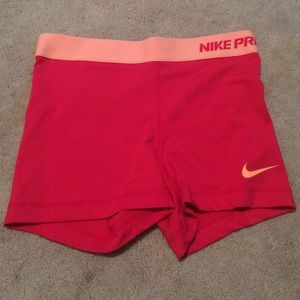 Nike pro coral/orange compression shorts