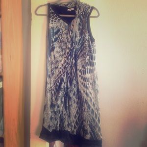 Helmut Lang asymmetric draped dress in cool print