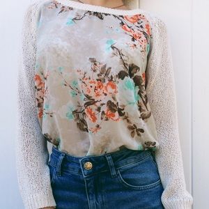 Zara Floral Sheer Sweater Size Small