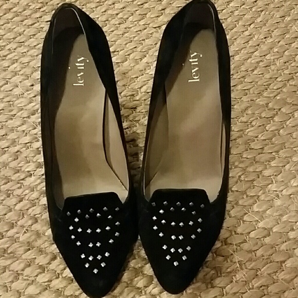 Levity Black suede studded pumps
