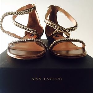 Ann Taylor Bronze Chain Sandals