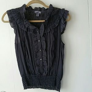 Dark Grey Sleeveless Blouse