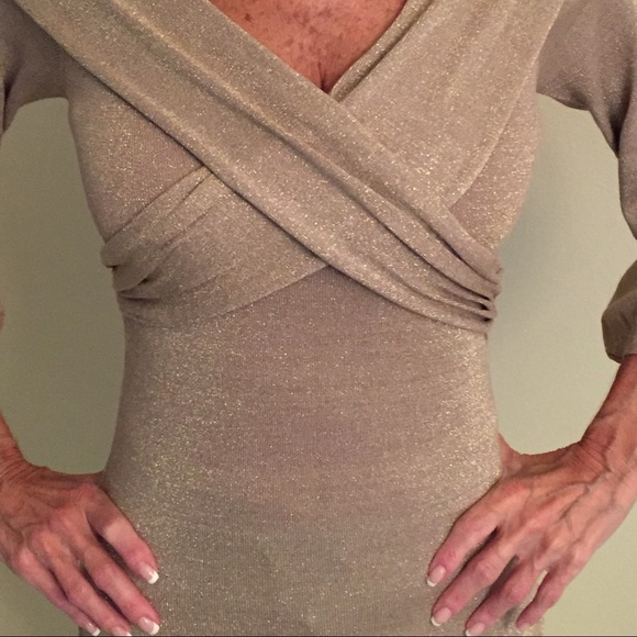 Metallic long sleeve cross over top - Picture 4 of 4