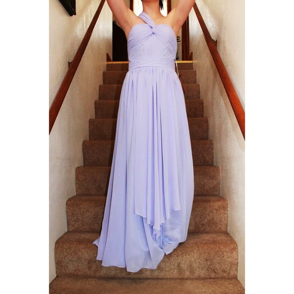 Long lavender one shoulder prom dress - Picture 1 of 3