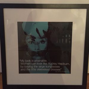 Teal and Black Audrey Hepburn framed picture