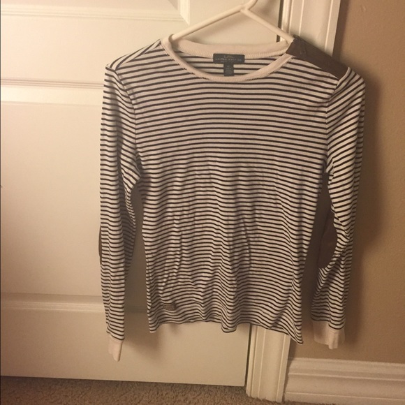 Ralph Lauren Sweaters - Ralph Lauren Striped Sweater w/ Leather Accents